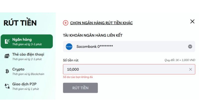 Rút tiền qua ngân hàng dễ dàng